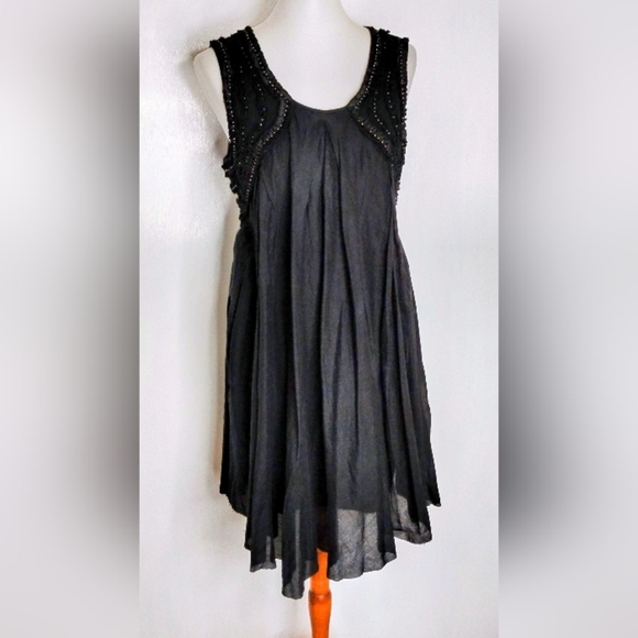 FREE PEOPLE BLACK COTTON TENT DRESS - Picture 5 of 11